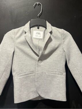 ZARA Light Gray kids Single-Button Blazer